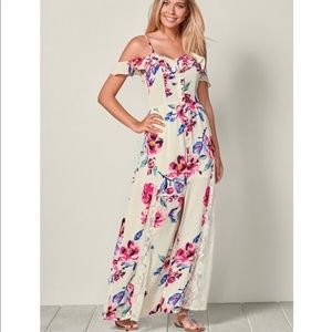 Beautiful Floral Cold Shoulder Long Maxi Dress